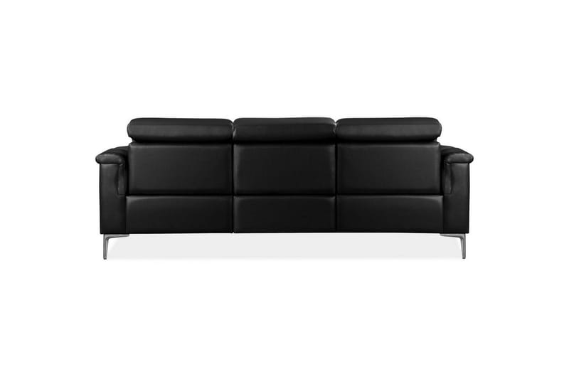 Sofa 3-sæders Lund Sort, PU, Manuel liggestol - Sort, PU, Manuel liggestol - Møbler - Sofaer - 3 personers sofa