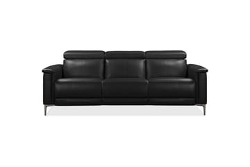 Sofa 3-sæders Lund Sort, PU, Manuel liggestol - Sort, PU, Manuel liggestol - Møbler - Sofaer - 3 personers sofa