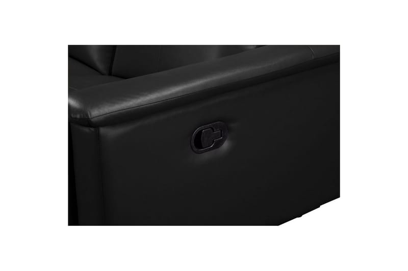 Sofa 3-sæders Lund Sort, PU, Manuel liggestol - Sort, PU, Manuel liggestol - Møbler - Sofaer - 3 personers sofa