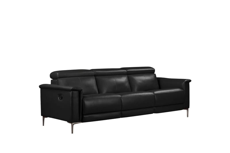 Sofa 3-sæders Lund Sort, PU, Manuel liggestol - Sort, PU, Manuel liggestol - Møbler - Sofaer - 3 personers sofa