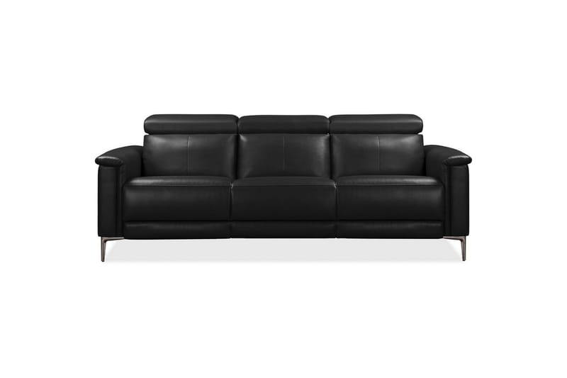 Sofa 3-sæders Lund Sort, PU, Manuel liggestol - Sort, PU, Manuel liggestol - Møbler - Sofaer - 3 personers sofa