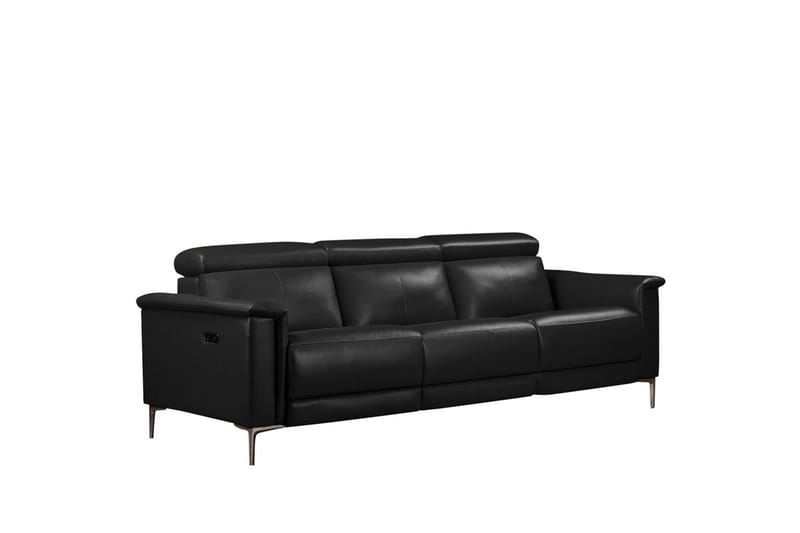 Sofa 3-sæders Lund Sort, PU, Elektrisk hvilestol - Sort, PU, Elektrisk hvilestol - Møbler - Sofaer - 3 personers sofa