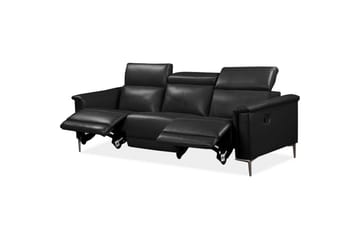 Sofa 3-sæders Lund Sort, PU, Manuel liggestol - Sort, PU, Manuel liggestol - Møbler - Sofaer - 3 personers sofa