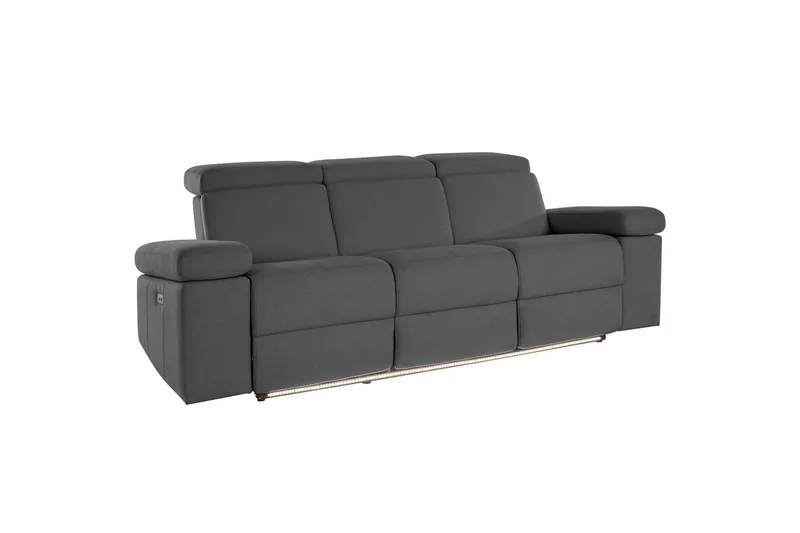Sofa 3-sæders Rayland Antracit, Søndagsstof, Elektrisk hvilestol - Antracit, Søndagsstof, Elektrisk hvilestol - Møbler - Sofaer - 3 personers sofa