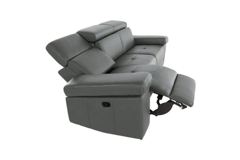 Sofa 3-sæders Rayland Grå, Læder/PU, Elektrisk hvilestol - Grå, Læder/PU, Elektrisk hvilestol - Møbler - Sofaer - 3 personers sofa