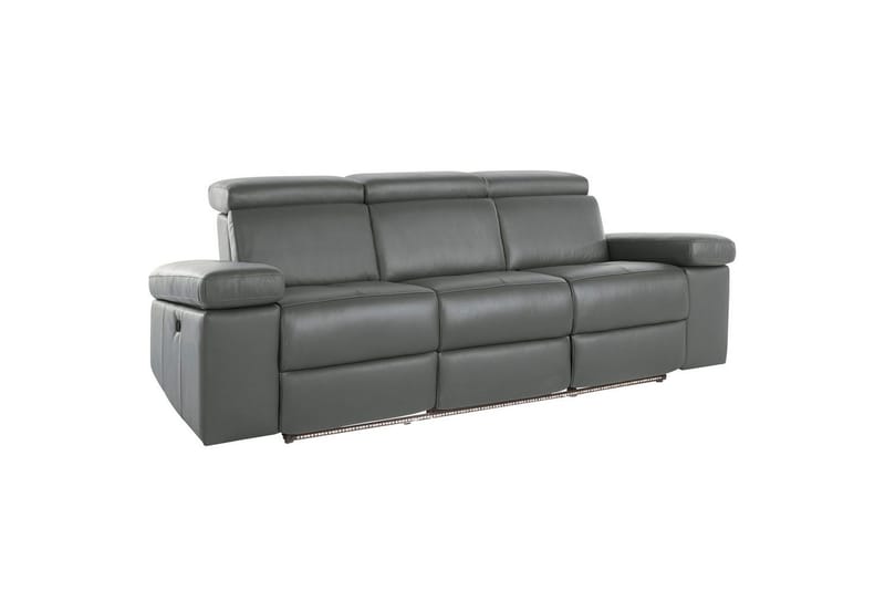 Sofa 3-sæders Rayland Grå, Læder/PU, Manuel liggestol - Grå, Læder/PU, Manuel liggestol - Møbler - Sofaer - Recliner sofaer
