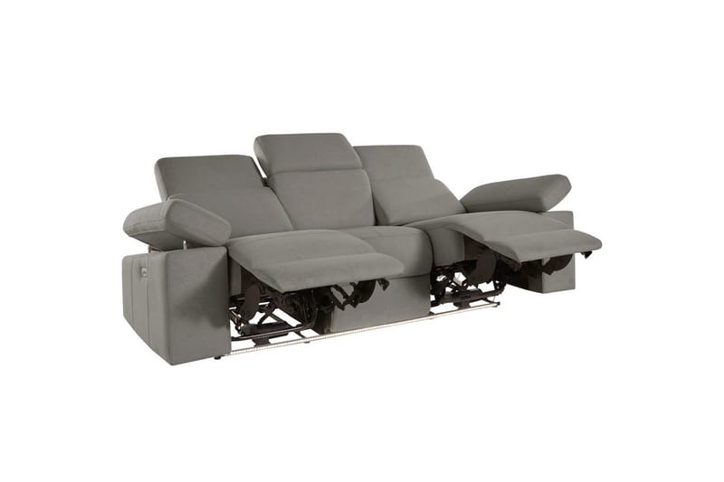 Sofa 3-sæders Rayland Grå, Søndagsstof, Elektrisk hvilestol - Grå, Søndagsstof, Elektrisk hvilestol - Møbler - Sofaer - 3 personers sofa