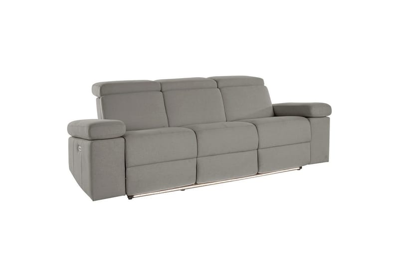 Sofa 3-sæders Rayland Grå, Søndagsstof, Elektrisk hvilestol - Grå, Søndagsstof, Elektrisk hvilestol - Møbler - Sofaer - 3 personers sofa