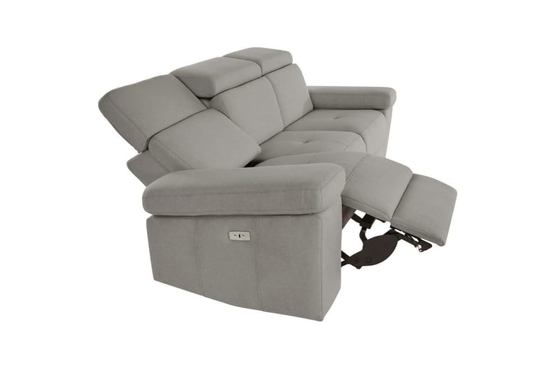 Sofa 3-sæders Rayland Grå, Søndagsstof, Elektrisk hvilestol - Grå, Søndagsstof, Elektrisk hvilestol - Møbler - Sofaer - 3 personers sofa