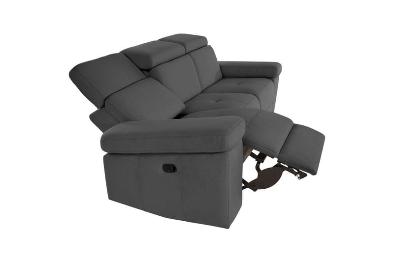 Sofa 3-sæders Rayland Grå, Søndagsstof, Manuel liggestol - Grå, Søndagsstof, Manuel liggestol - Møbler - Sofaer - 3 personers sofa