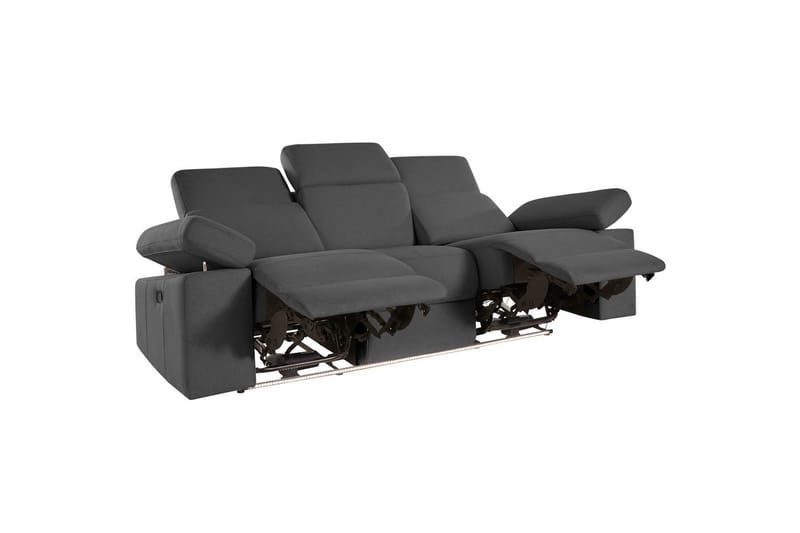 Sofa 3-sæders Rayland Grå, Søndagsstof, Manuel liggestol - Grå, Søndagsstof, Manuel liggestol - Møbler - Sofaer - Recliner sofaer