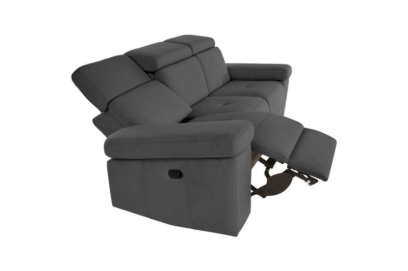 Sofa 3-sæders Rayland Grå, Søndagsstof, Manuel liggestol - Grå, Søndagsstof, Manuel liggestol - Møbler - Sofaer - Recliner sofaer