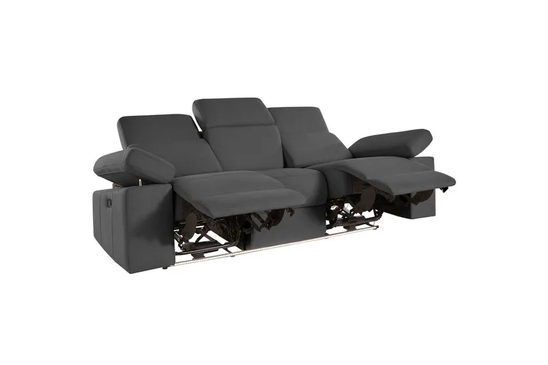 Sofa 3-sæders Rayland Grå, Søndagsstof, Manuel liggestol - Grå, Søndagsstof, Manuel liggestol - Møbler - Sofaer - 3 personers sofa