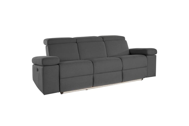 Sofa 3-sæders Rayland Grå, Søndagsstof, Manuel liggestol, Grå, Søndagsstof, Manuel liggestol