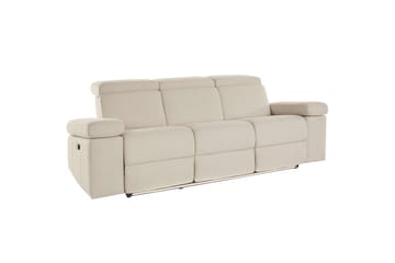Sofa 3-sæders Rayland Hvid, Søndagsstof, Elektrisk hvilestol