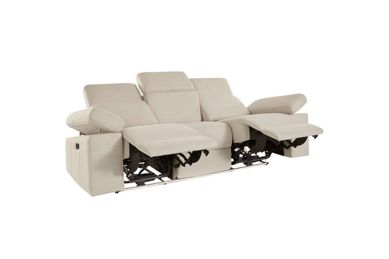 Sofa 3-sæders Rayland Hvid, Søndagsstof, Elektrisk hvilestol - Hvid, Søndagsstof, Elektrisk hvilestol - Møbler - Sofaer - 3 personers sofa