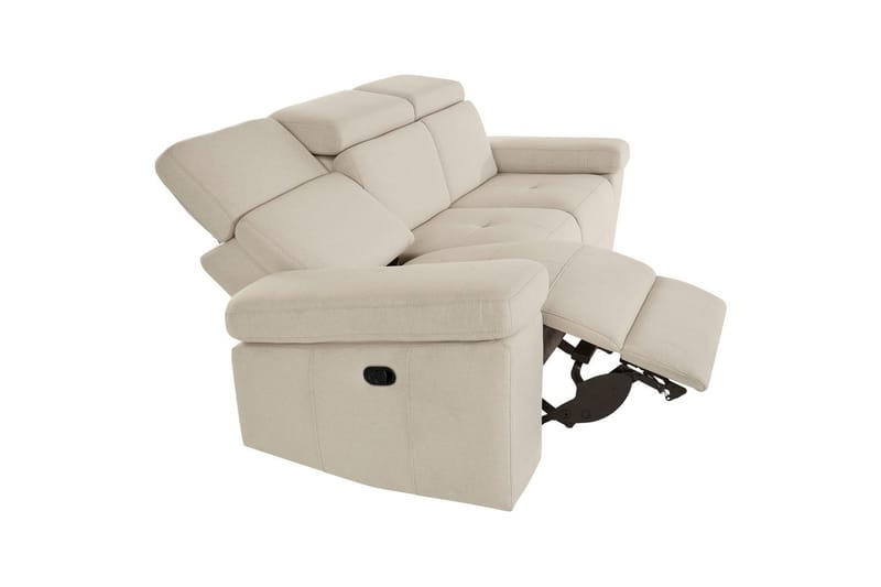 Sofa 3-sæders Rayland Hvid, Søndagsstof, Elektrisk hvilestol - Hvid, Søndagsstof, Elektrisk hvilestol - Møbler - Sofaer - 3 personers sofa