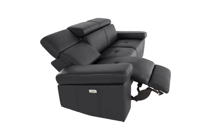 Sofa 3-sæders Rayland Sort, PU, Elektrisk hvilestol - Sort, PU, Elektrisk hvilestol - Møbler - Sofaer - 3 personers sofa