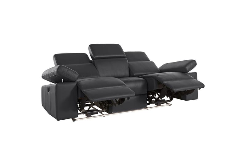 Sofa 3-sæders Rayland Sort, PU, Manuel liggestol - Sort, PU, Manuel liggestol - Møbler - Sofaer - Recliner sofaer