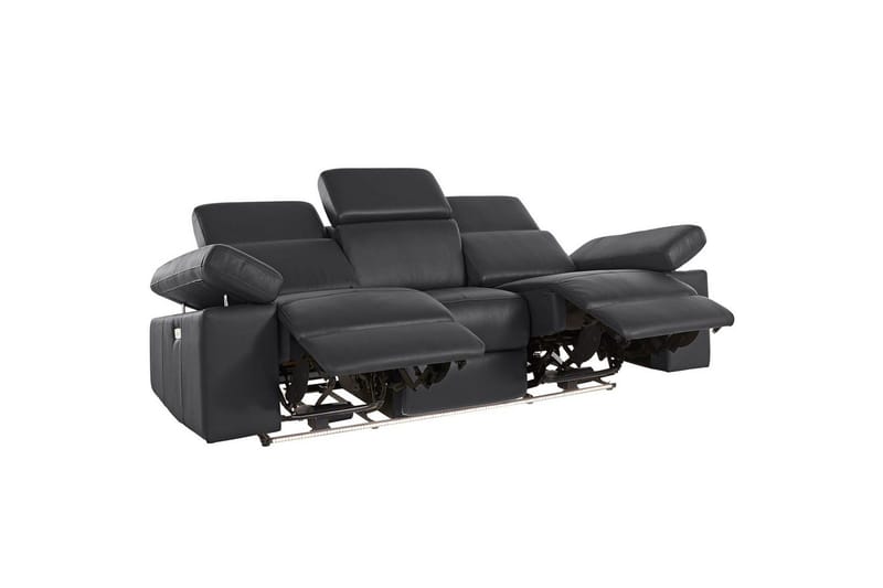 Sofa 3-sæders Rayland Sort, PU, Elektrisk hvilestol - Sort, PU, Elektrisk hvilestol - Møbler - Sofaer - 3 personers sofa