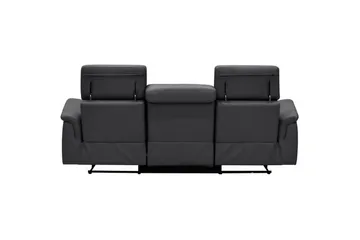 Sofa 3-sæders Pareli Sort, Læder/PU, Manuel liggestol - Sort, Læder/PU, Manuel liggestol - Møbler - Sofaer - 3 personers sofa