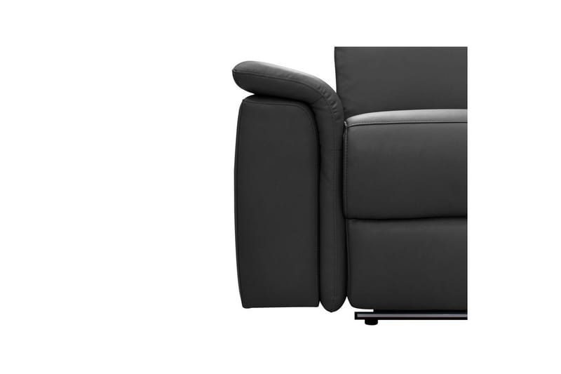 Sofa 3-sæders Pareli Sort, Læder/PU, Manuel liggestol - Sort, Læder/PU, Manuel liggestol - Møbler - Sofaer - 3 personers sofa