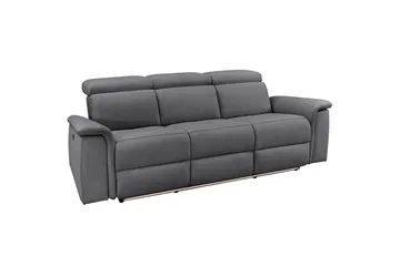 Sofa 3-sæders Pareli Grå, Søndagsstof, Elektrisk hvilestol