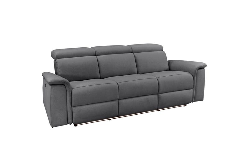 Sofa 3-sæders Pareli Grå, Søndagsstof, Elektrisk hvilestol - Grå, Søndagsstof, Elektrisk hvilestol - Møbler - Sofaer - 3 personers sofa