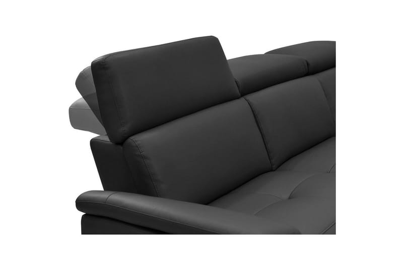 Sofa 3-sæders Pareli Sort, Læder/PU, Manuel liggestol - Sort, Læder/PU, Manuel liggestol - Møbler - Sofaer - 3 personers sofa