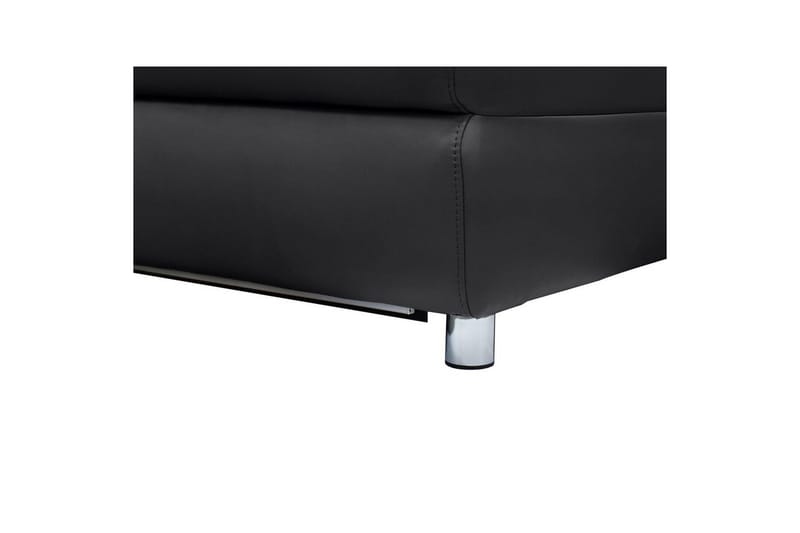 Sofa 3-sæders Pareli Sort, Læder/PU, Manuel liggestol - Sort, Læder/PU, Manuel liggestol - Møbler - Sofaer - 3 personers sofa