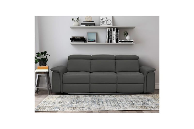 Sofa 3-sæders Pareli Sort, PU, Elektrisk hvilestol - Sort, PU, Elektrisk hvilestol - Møbler - Sofaer - 3 personers sofa