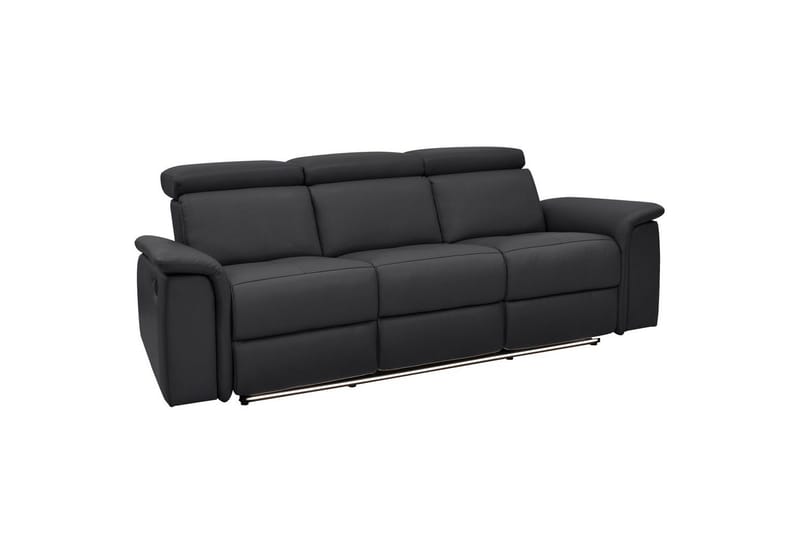 Sofa 3-sæders Pareli Sort, Læder/PU, Manuel liggestol - Sort, Læder/PU, Manuel liggestol - Møbler - Sofaer - Recliner sofaer