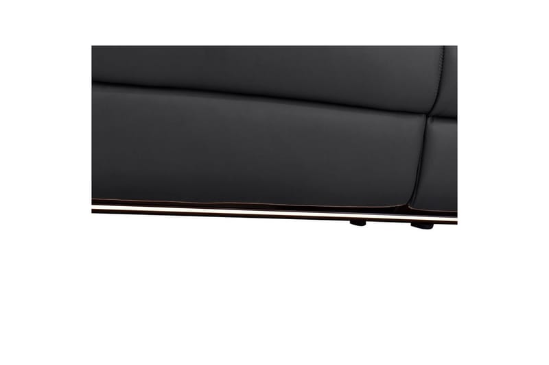 Sofa 3-sæders Pareli Sort, Læder/PU, Manuel liggestol - Sort, Læder/PU, Manuel liggestol - Møbler - Sofaer - Recliner sofaer