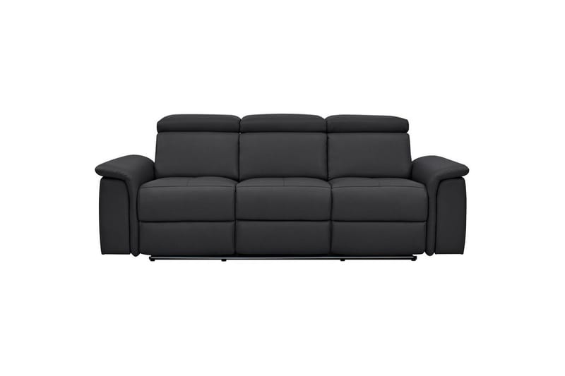 Sofa 3-sæders Pareli Sort, Læder/PU, Manuel liggestol - Sort, Læder/PU, Manuel liggestol - Møbler - Sofaer - Recliner sofaer