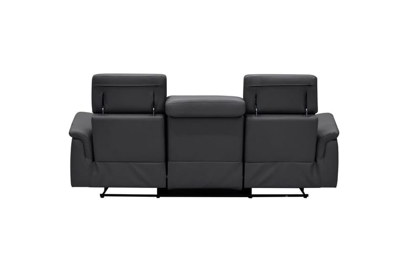 Sofa 3-sæders Pareli Sort, Læder/PU, Manuel liggestol - Sort, Læder/PU, Manuel liggestol - Møbler - Sofaer - Recliner sofaer