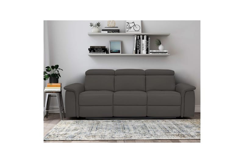 Sofa 3-sæders Pareli Brun, PU, Manuel liggestol - Brun, PU, Manuel liggestol - Møbler - Sofaer - 3 personers sofa