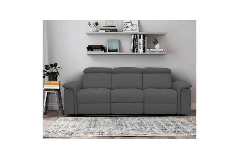 Sofa 3-sæders Pareli Grå, PU, Elektrisk hvilestol - Grå, PU, Elektrisk hvilestol - Møbler - Sofaer - 3 personers sofa