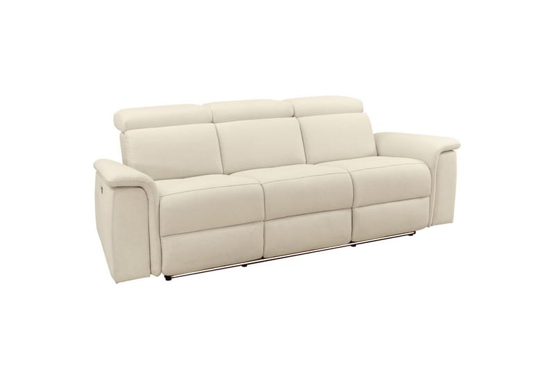 Sofa 3-sæders Pareli Hvid, Søndagsstof, Elektrisk hvilestol - Hvid, Søndagsstof, Elektrisk hvilestol - Møbler - Sofaer - Recliner sofaer