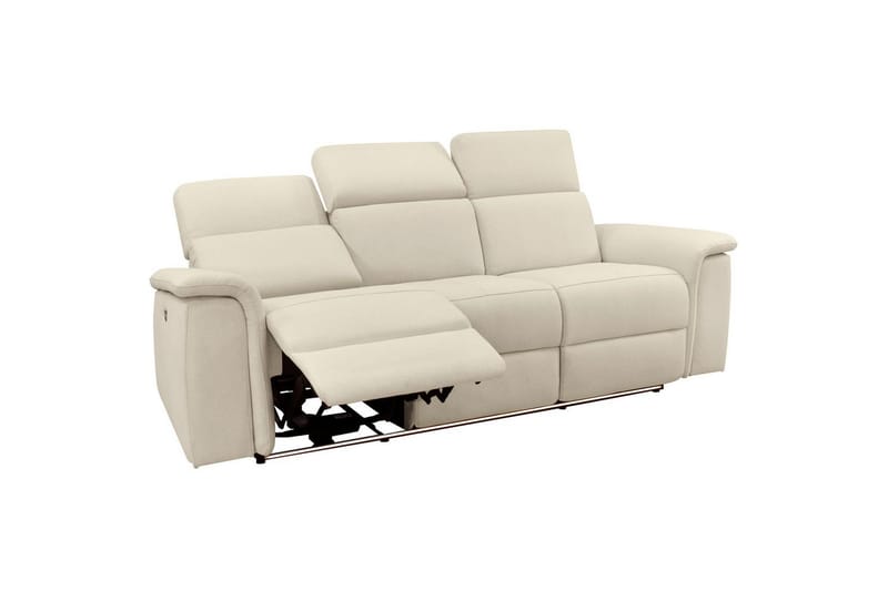 Sofa 3-sæders Pareli Hvid, Søndagsstof, Elektrisk hvilestol - Hvid, Søndagsstof, Elektrisk hvilestol - Møbler - Sofaer - Recliner sofaer