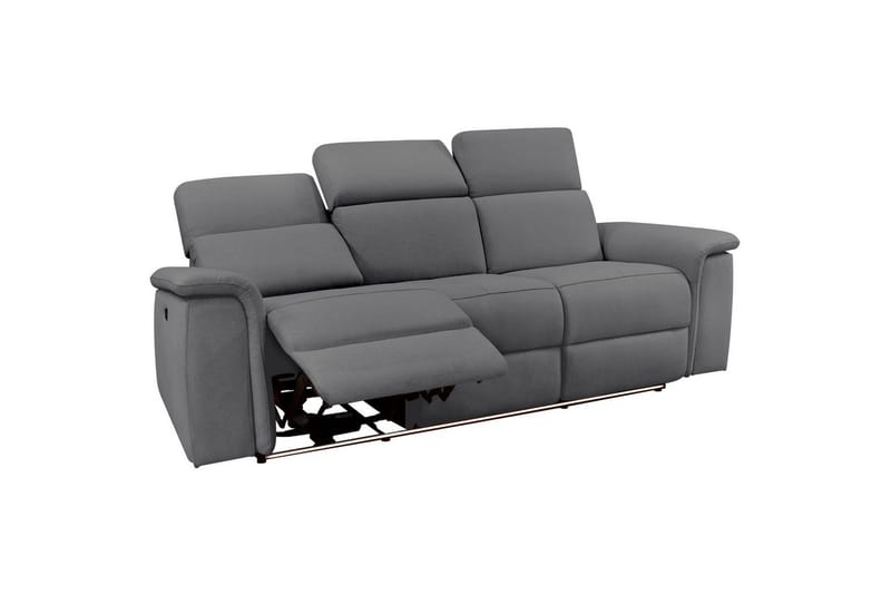 Sofa 3-sæders Pareli Grå, Søndagsstof, Manuel liggestol - Grå, Søndagsstof, Manuel liggestol - Møbler - Sofaer - Recliner sofaer