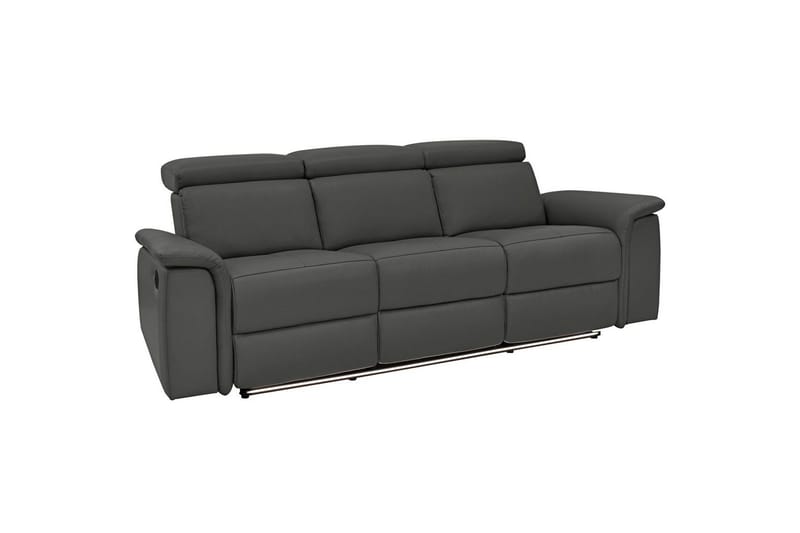 Sofa 3-sæders Pareli Sort, PU, Manuel liggestol - Sort, PU, Manuel liggestol - Møbler - Sofaer - Recliner sofaer