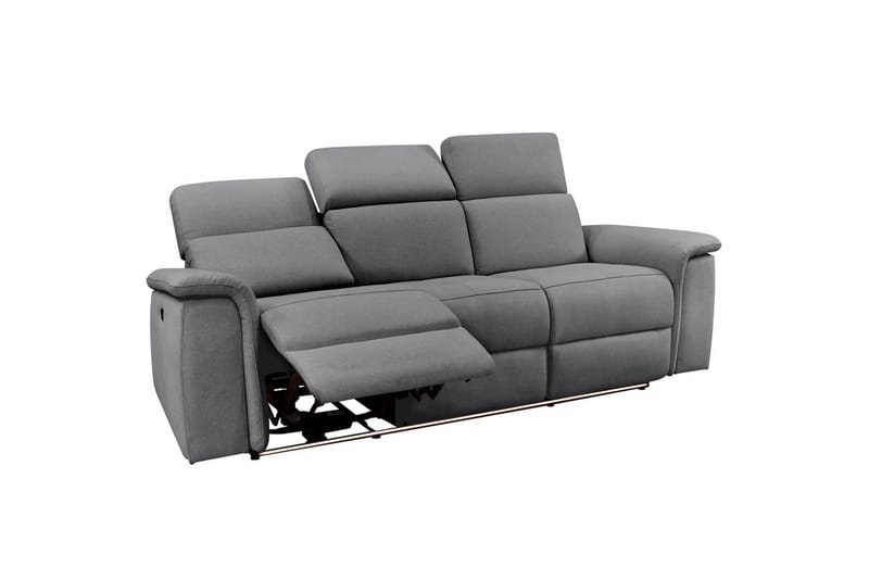 Sofa 3-sæders Pareli Grå, Søndagsstof, Elektrisk hvilestol - Grå, Søndagsstof, Elektrisk hvilestol - Møbler - Sofaer - 3 personers sofa