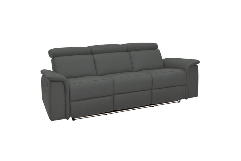 Sofa 3-sæders Pareli Grå, PU, Elektrisk hvilestol, Grå, PU, Elektrisk hvilestol