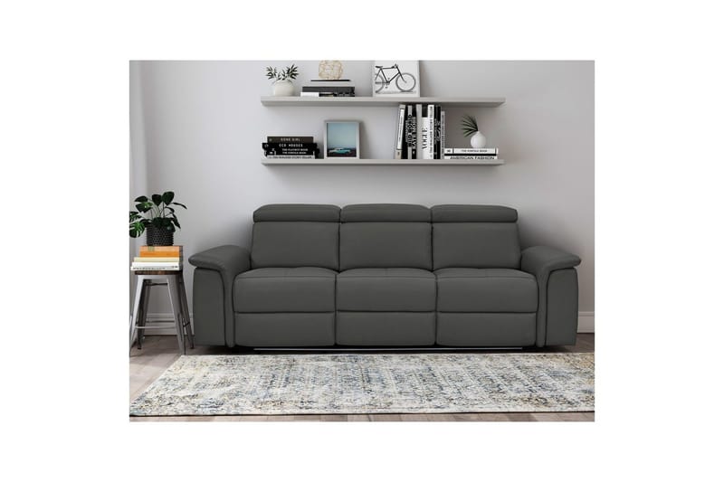 Sofa 3-sæders Pareli Sort, PU, Elektrisk hvilestol - Sort, PU, Elektrisk hvilestol - Møbler - Sofaer - 3 personers sofa