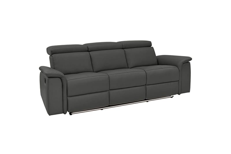 Sofa 3-sæders Pareli Sort, PU, Manuel liggestol, Sort, PU, Manuel liggestol