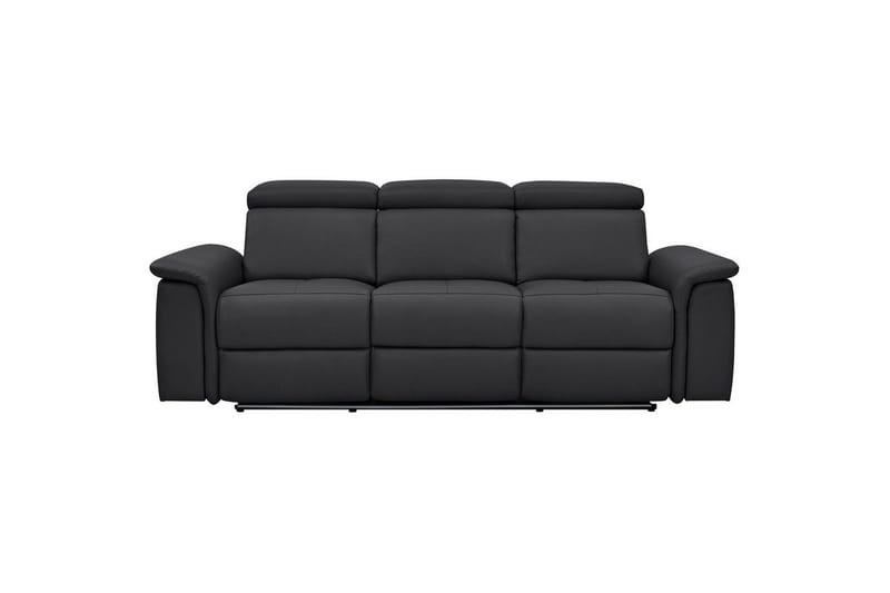 Sofa 3-sæders Pareli Sort, Læder/PU, Manuel liggestol - Sort, Læder/PU, Manuel liggestol - Møbler - Sofaer - 3 personers sofa