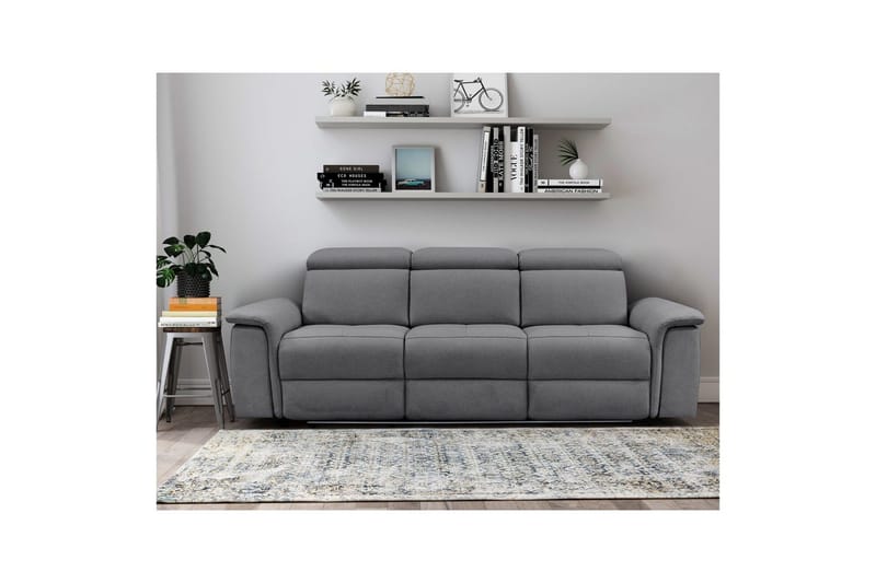 Sofa 3-sæders Pareli Grå, Søndagsstof, Manuel liggestol - Grå, Søndagsstof, Manuel liggestol - Møbler - Sofaer - 3 personers sofa