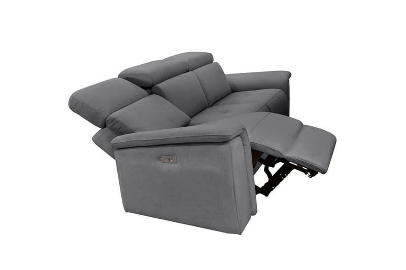 Sofa 3-sæders Pareli Grå, Søndagsstof, Elektrisk hvilestol - Grå, Søndagsstof, Elektrisk hvilestol - Møbler - Sofaer - 3 personers sofa