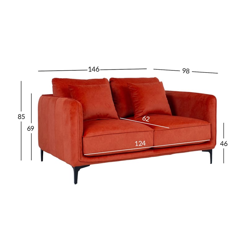 Sofa HOME4YOU Bianka 2-personers Oranž - orange - Møbler - Sofaer - Velour sofaer