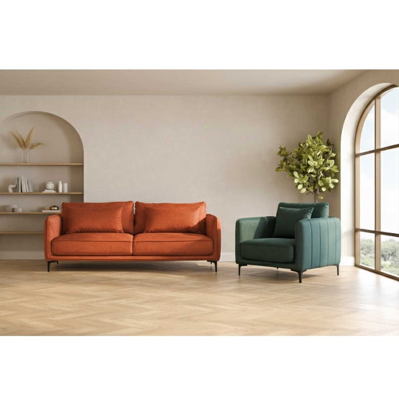 Sofa HOME4YOU Bianka 2-personers Grøn - grøn - Møbler - Sofaer - Velour sofaer